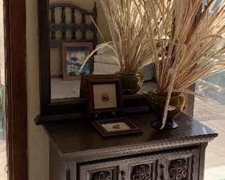 Vintage King Headboard, Dresser, Mirror, Nightstand