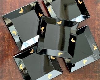 $50 - Five (5) Chici Chic black plates with butterflies