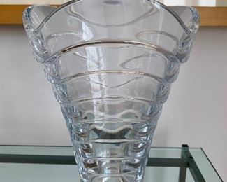 $40 - "Illusions" lead crystal swirl vase; 11" H X 8.5" diameter
