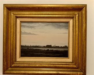 $750 - Evan Carter Wilson framed original art; "Baltimore" 16.5" H x 20" W x 2" depth
