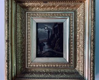 $225 - Framed watercolor; "Turkish Night Scene", 12”H x 11”W x 2.5”D