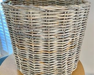 $60 - Whitewash basket; 17" H x 19" diameter