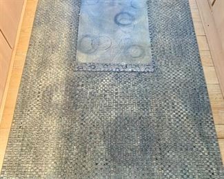 $595  - Joyce Barker Schwartz Hand crafted custom woven canvas mat #1; 82" L x 44" W