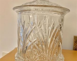 $40 - Glass covered jar; 8" H x 6" diameter