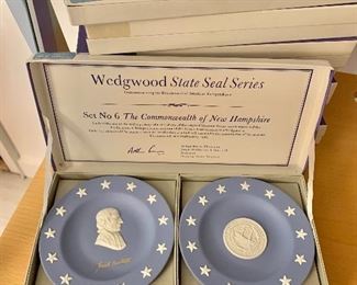$20 - #6 (Commonwealth of New Hampshire) boxed Wedgwood "State Seal Series" with pair of jasperware compotiers, each 4.5" diameter