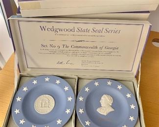$20 - #9 (Commonwealth of Georgia) boxed Wedgwood "State Seal Series" with pair of jasperware compotiers, each 4.5" diameter