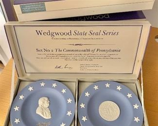 $20 - #2 (Commonwealth of Pennsylvania) boxed Wedgwood "State Seal Series" with pair of jasperware compotiers, each 4.5" diameter