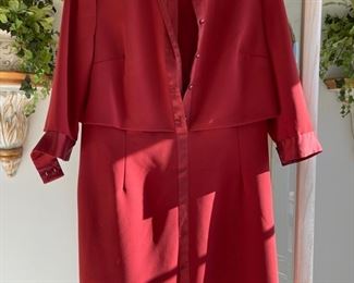 cranberry Karen Millen dress with satin sleeves size 10