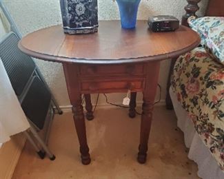 antique 2-drawer drop leaf table