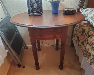 antique 2-drawer drop leaf table