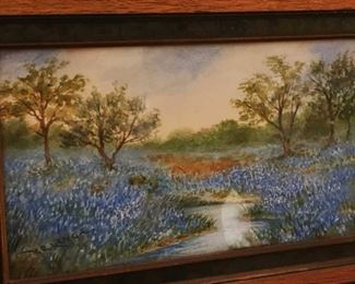 Virginia E. Lange Blue Bonnet painting - Texas Artist 