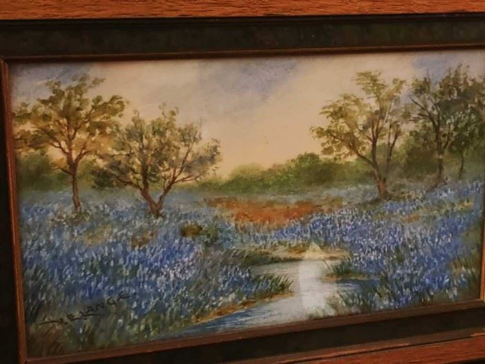 Virginia E. Lange Blue Bonnet painting - Texas Artist 