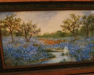 Virginia E. Lange Blue Bonnet painting - Texas Artist 