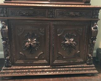 Bavarian Hunting Cabinet with Boar detail circa 19th Century..
