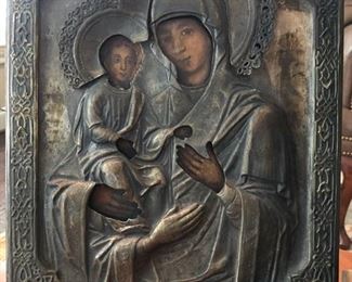 Russian Icon with raised Riza..