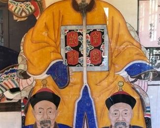 Antique Chinese Emperors Portrait on Rice Paper (44”x70”)..