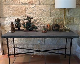 Minton Corley Custom Stone Top Table with Iron Base..