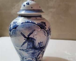 Delft Porcelain Lidded Vase from Holland