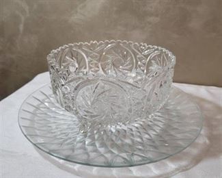 Pressed Glass Fruit Bowl and Platter