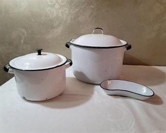 Enamelware: Black/White and Blue/White