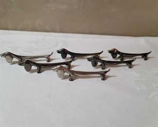 6 Vintage Dachshund Dog Knife Rests