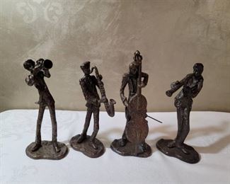 4 Heavy Metal Statues Playing Musical Instruments