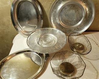 Silver Colored Platters and Serving Dishes