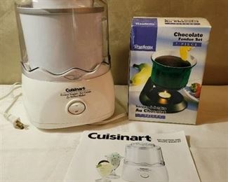 Fondue Set and Cuisinart Frozen Yogurt/Ice Cream Maker