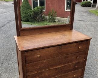 Solid Oak Dresser With Mirror