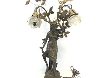MCM Bronze Figural Table Lamp