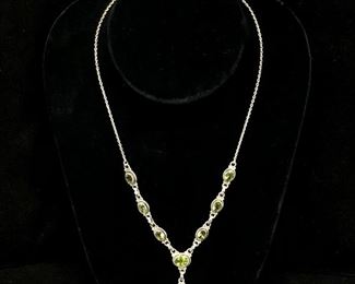 Sterling Silver Gemstone Teardrop Necklace