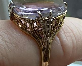 14k gold ring with purple stone