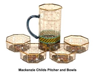 427 Mackenzie Childs Pitcher and Bowls 40.00