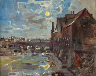 Edward Selmar Siebert (American, 1856-1938) "Downtown Rochester, NY"