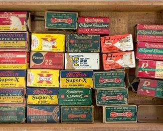 Group of .22 Long Rifle Ammo Boxes