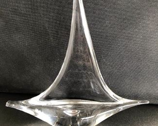 Artist Signed Clear Glass Sailboat