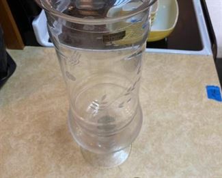 Etched Crystal Jar and Salt and Pepper