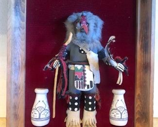 Grey Wolf Kachina Framed