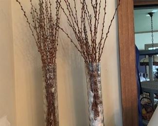 pair of swerl  glass tall vases