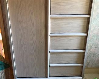 Matching wardrobe. Damage on lower left hand corner.