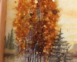 Lovely watercolor and amber colored stone art