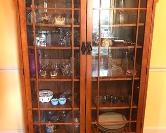 Beautiful "mission style" China closet with drawer