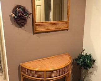 Nice Rattan half table and mirror