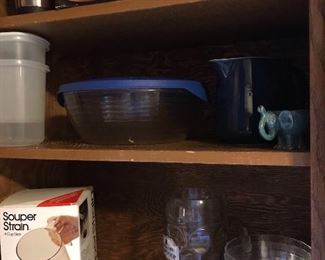 5 Piece Boxed Grater, storage, Souper Strain, small glass bowls.