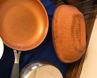 Great Terra Cotta Baking Dish, Copper Skillet
