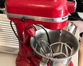 Commercial Grade Kitchen Aid Mixer and accessories (Red)