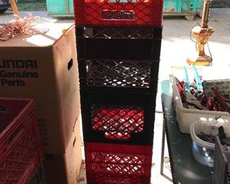 Lots of Plastic milk crates