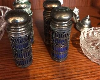 Cobalt and silver Salt and pepper shakers