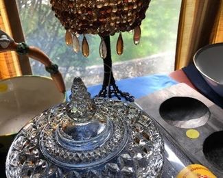Wexford Clear Candy Dish. Look at the lovely beaded votive lamp