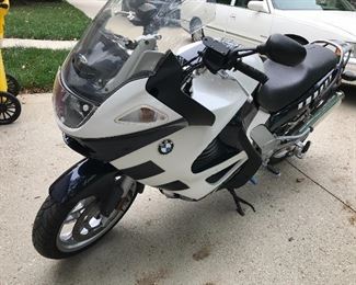 2003 KR1200 BMW Twin Cylinder Motorcycle with accessories.  29,843 miles.  Motorcycle in excellent condition.  Bike will be offered for sale on Wednesday 10/27 3-6pm. If purchased after 5:00 pm and Cashiers check is needed, purchaser will have until 9:45 a.m.  10/28th to provide funds. If not sold will be available during Estate Sale October 28, 29, 30th.  Due to no insurance bike can only be started.  Cash or Cashiers Check